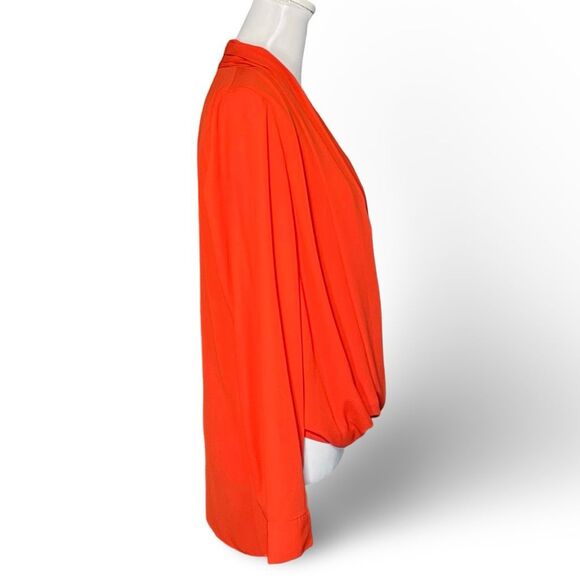 VINCE CAMUTO Bright Orange, High-Low Blouse, Draped Crisscross Front, Size S - Picture 7 of 9